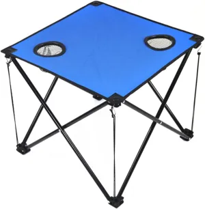 Outdoor Folding Table with Cup Holders Portable Lightweight Picnic Desk for Camping Easy Setup Compact Design for Outdoor Activities