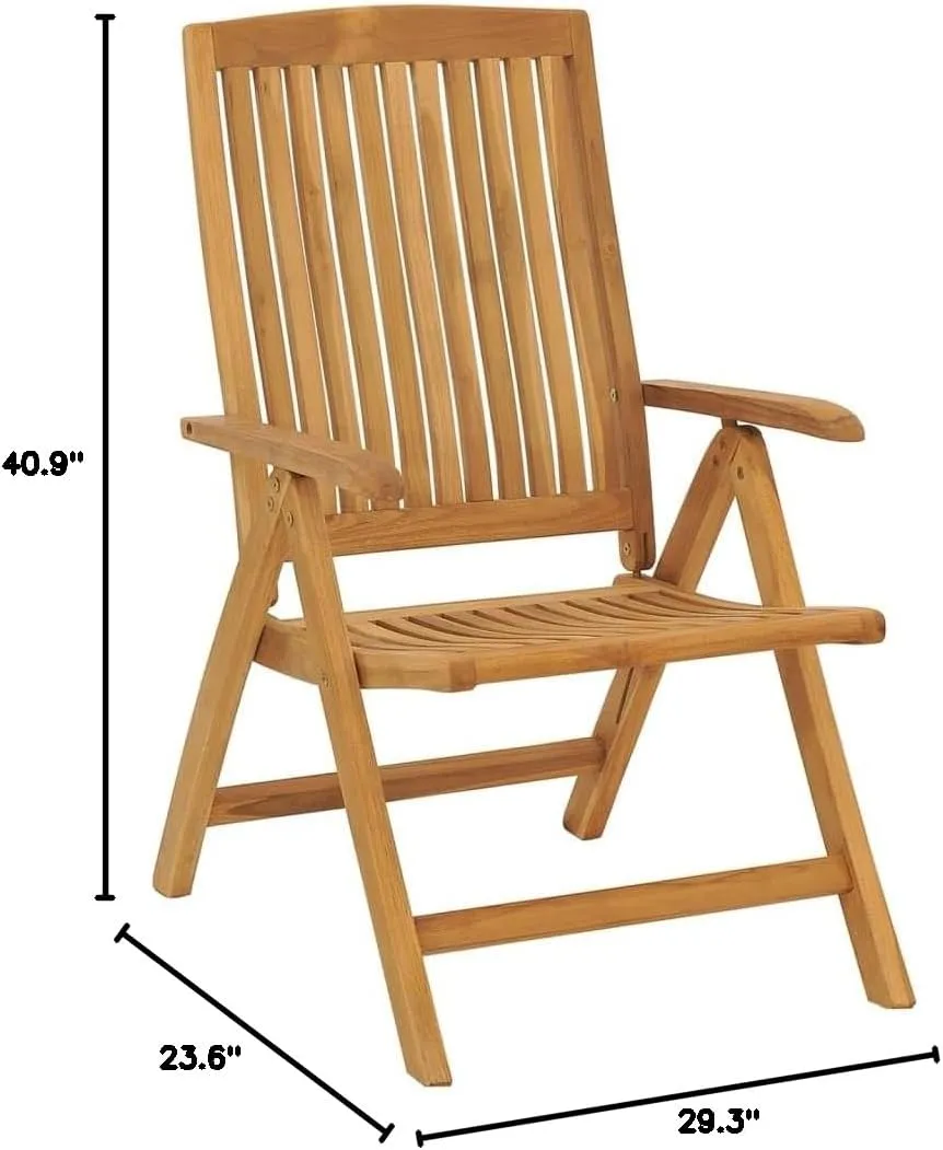 Outdoor Furniture Outdoor Chairs Front Porch Decor Reclining Patio Chairs with Cushions 2 pcs Solid Wood Teak