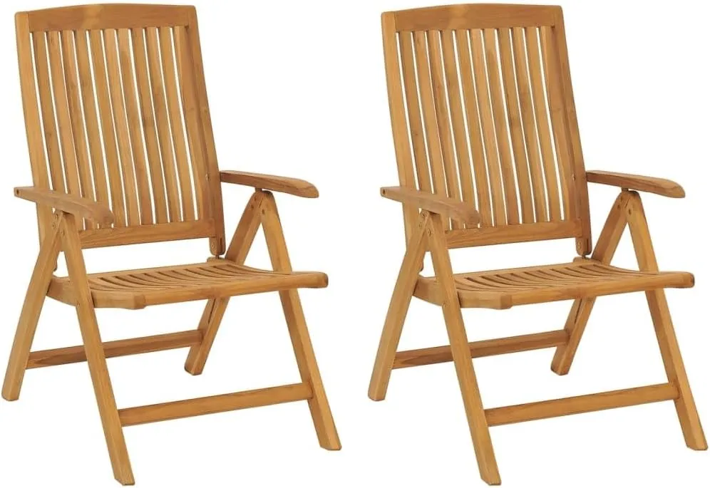 Outdoor Furniture Outdoor Chairs Front Porch Decor Reclining Patio Chairs with Cushions 2 pcs Solid Wood Teak