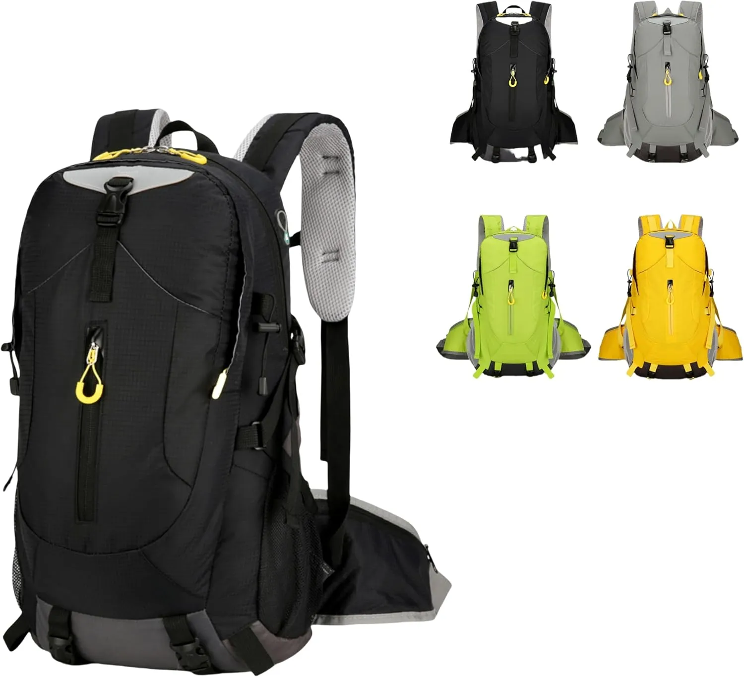 Outdoor Hiking Backpack, Large Capacity Waterproof Travel Bag for Men, Breathable Design with Reflective Strips (black)