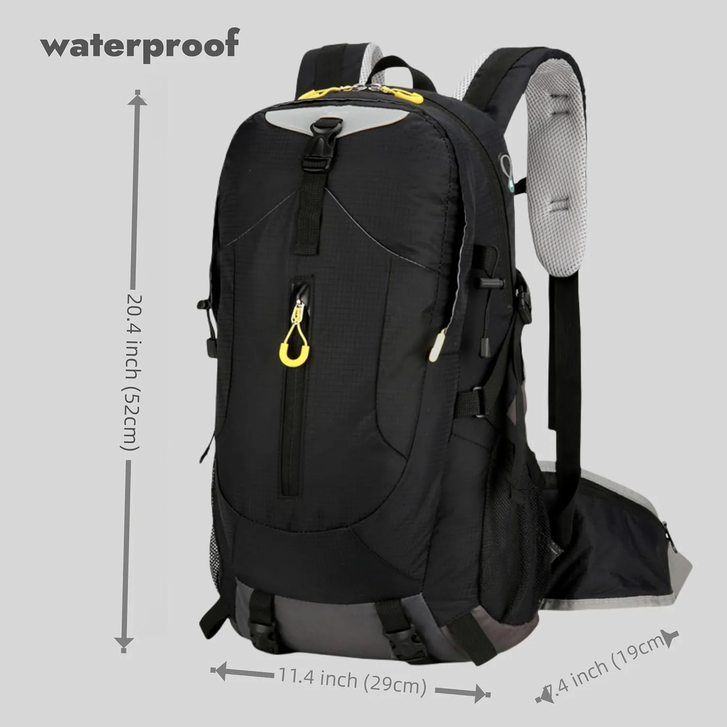 Outdoor Hiking Backpack, Large Capacity Waterproof Travel Bag for Men, Breathable Design with Reflective Strips (black)
