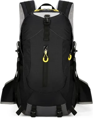 Outdoor Hiking Backpack, Large Capacity Waterproof Travel Bag for Men, Breathable Design with Reflective Strips (black)