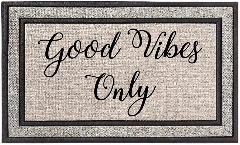 Outdoor Indoor Doormat Rubber Backed Door Mat Good Vibes Only 17x30 inch