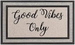 Outdoor Indoor Doormat Rubber Backed Door Mat Good Vibes Only 17x30 inch