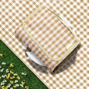 Outdoor Picnic Blankets Waterproof Foldable, Large Beach Blanket Sandproof, Gingham Picnic Mat Cute Washable Portable (Coffee, 80"×80")