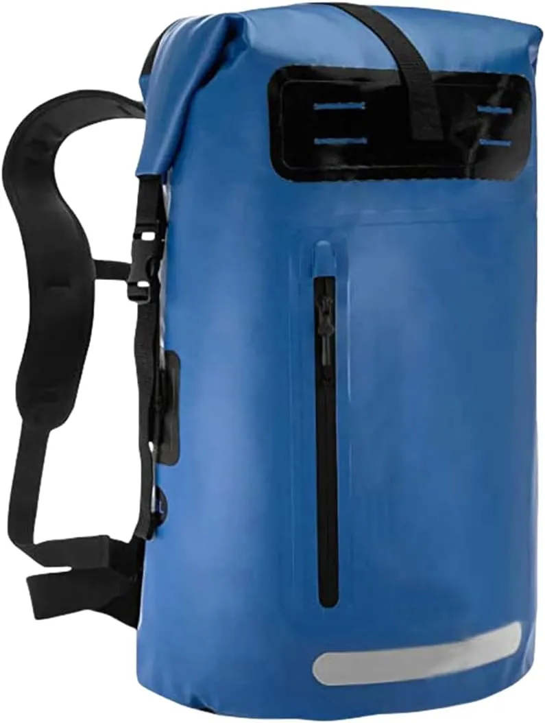 Outdoor PVC Waterproof Dry Backpack Water Floating Bag Roll Top Sack, Dry Backpack Waterproof Surfing Swimming Kayaking (Blue,55L)