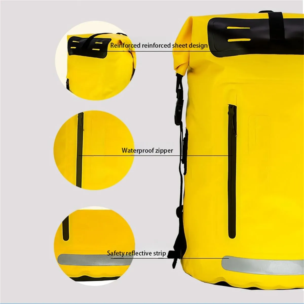 Outdoor PVC Waterproof Dry Backpack Water Floating Bag Roll Top Sack, Dry Backpack Waterproof Surfing Swimming Kayaking (Blue,55L)