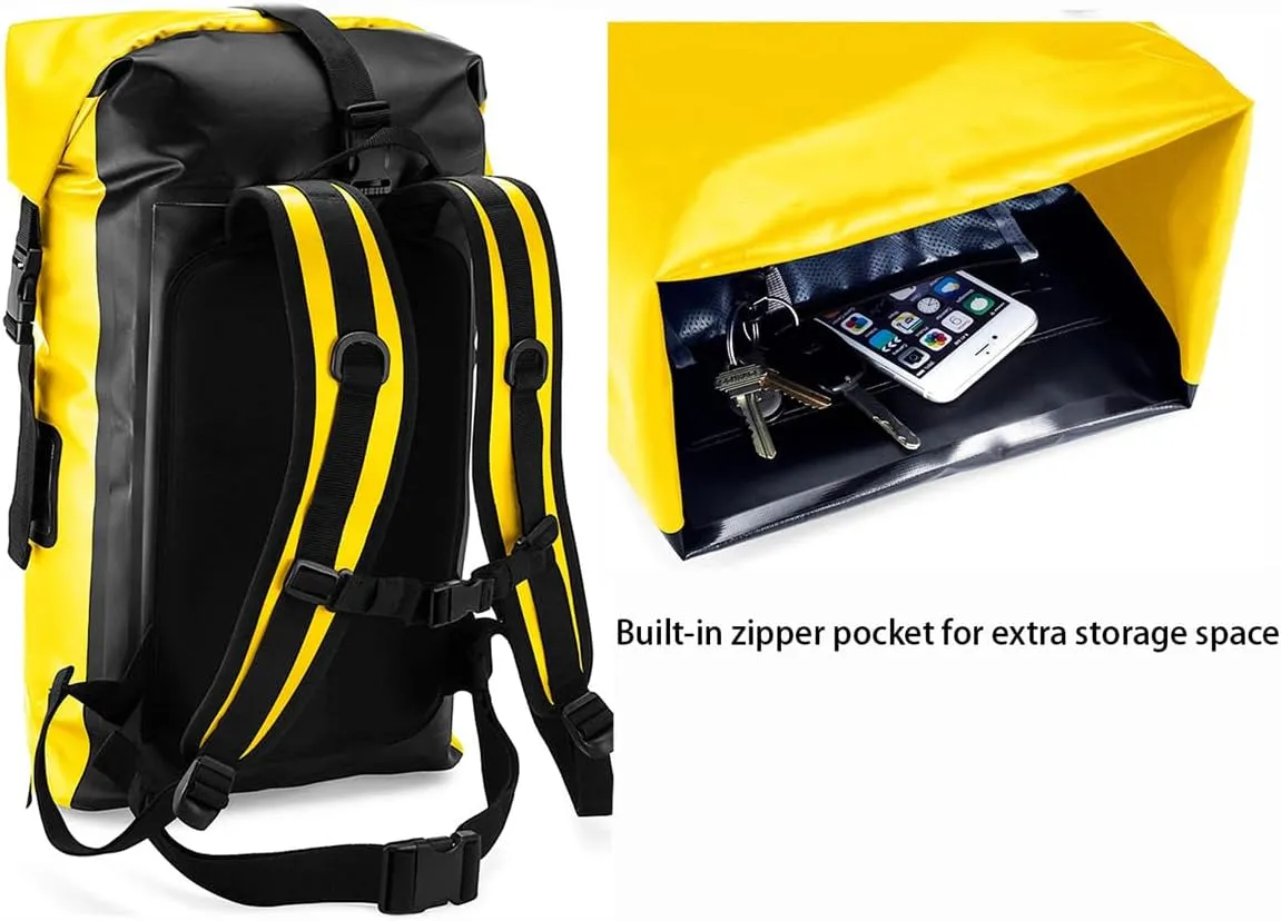 Outdoor PVC Waterproof Dry Backpack Water Floating Bag Roll Top Sack, Dry Backpack Waterproof Surfing Swimming Kayaking (Blue,55L)