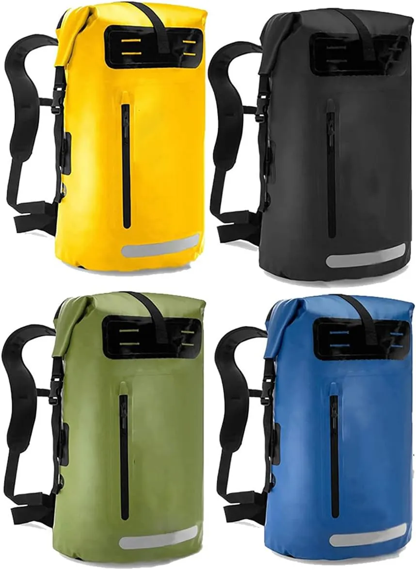 Outdoor PVC Waterproof Dry Backpack Water Floating Bag Roll Top Sack, Dry Backpack Waterproof Surfing Swimming Kayaking (Blue,55L)