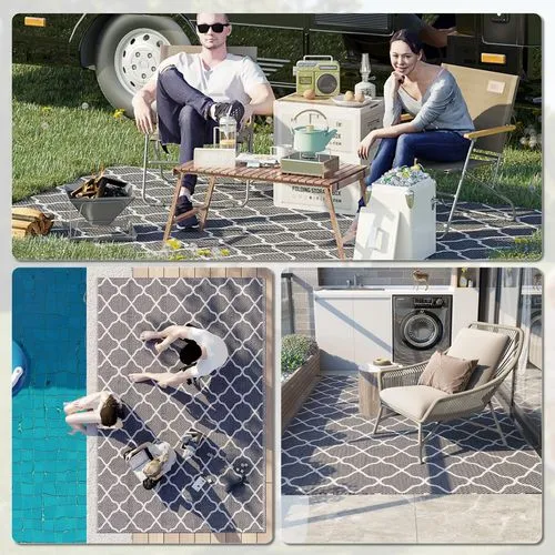 Outdoor Reversible Rug – Waterproof & UV-Resistant for Garden, Patio & Camping