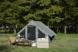 Outdoor Shelter with Inflatable Camping Tent, Quick 5-Minute Setup for 4-6 People, Waterproof and Windproof, Green