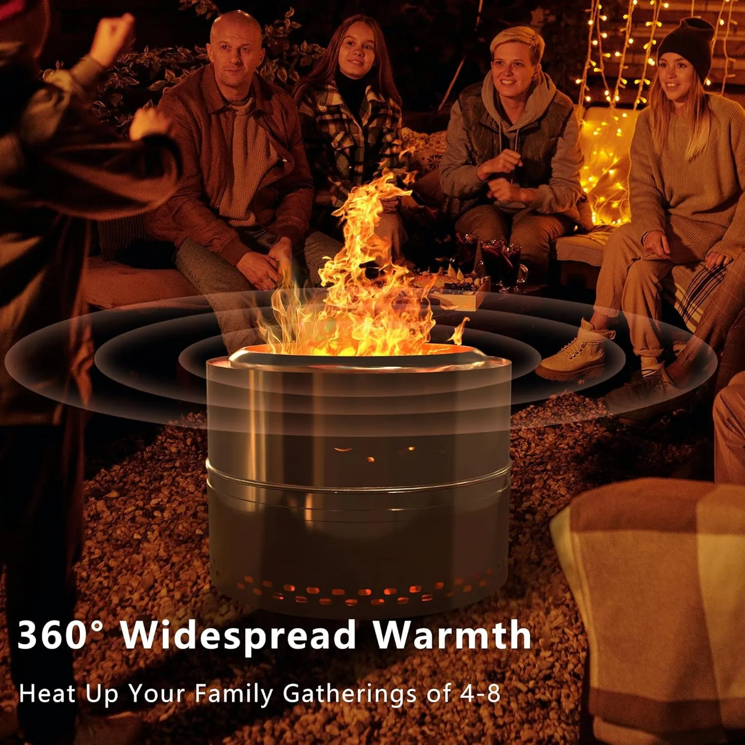 Outdoor Smokeless Fire Pit, 20'' Portable FirePits for Camping, Smokeless FirePit for Outside with Carry Bag, Wood Burning Stove, Stainless Steel，Black