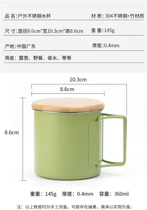 Outdoor Stainless Steel Water Cup Portable Folding Cup Camping Mug Coffee Cup 1pc(Green A)