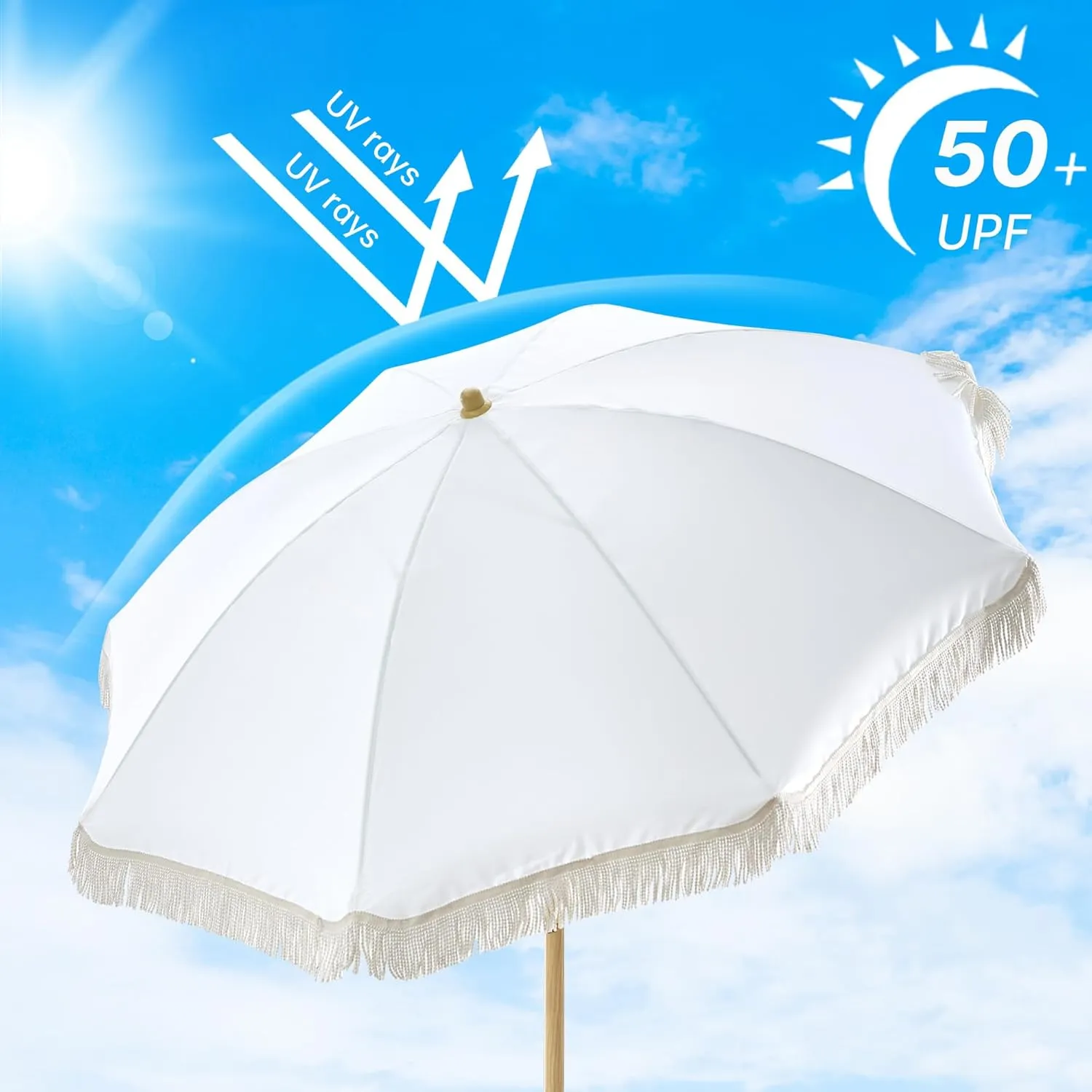 Outdoor Umbrella - Sun Protection, Rain Resistant, Windproof with Manual Open-Close Feature - Ideal for Beach, Camping, and Picnics