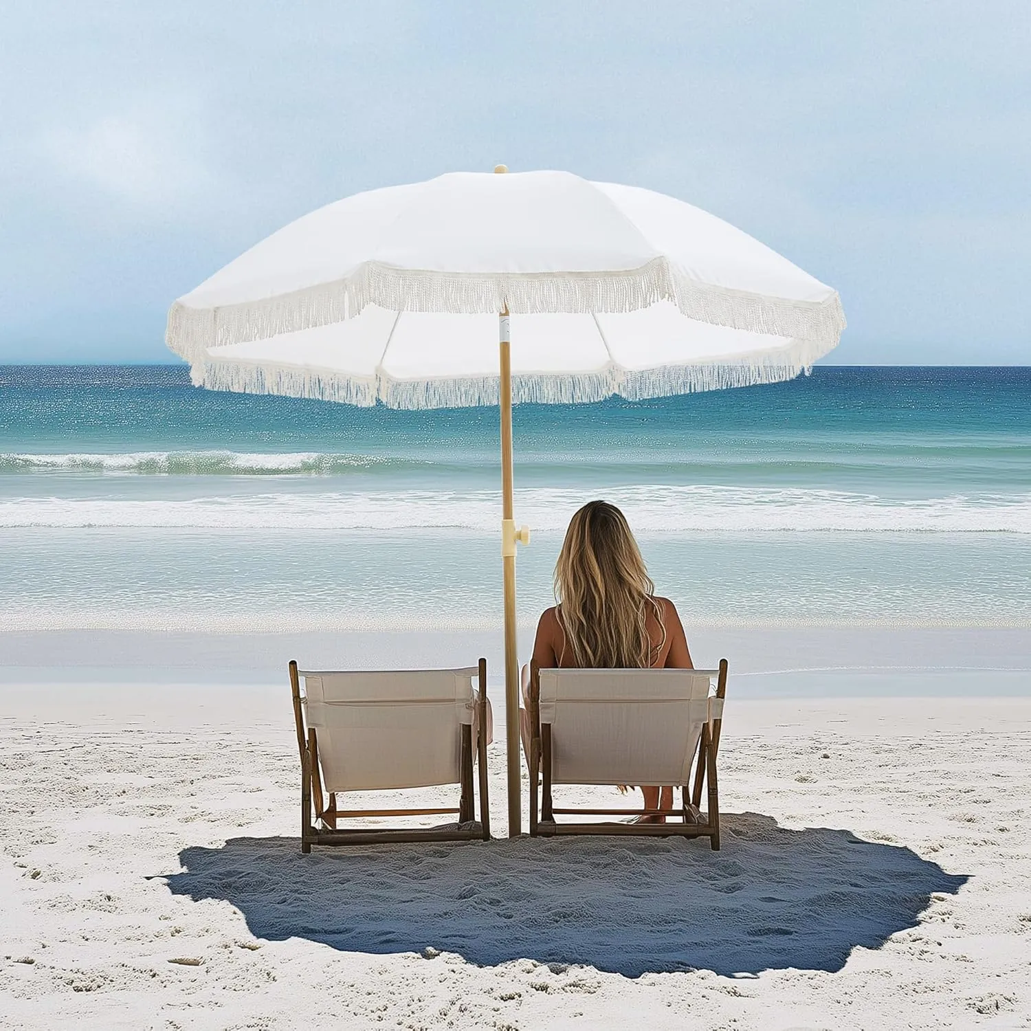 Outdoor Umbrella - Sun Protection, Rain Resistant, Windproof with Manual Open-Close Feature - Ideal for Beach, Camping, and Picnics