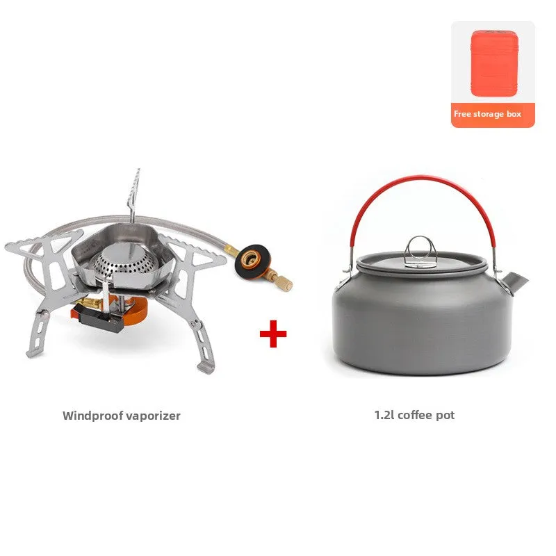 Outdoor windproof burner camping cassette stove picnic kettle windproof portable stove set