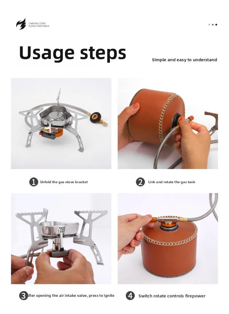 Outdoor windproof burner camping cassette stove picnic kettle windproof portable stove set