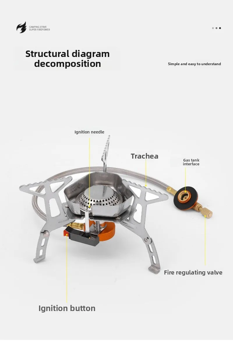 Outdoor windproof burner camping cassette stove picnic kettle windproof portable stove set