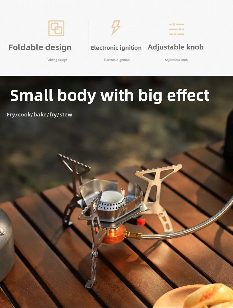 Outdoor windproof burner camping cassette stove picnic kettle windproof portable stove set