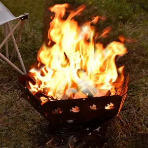 Outdoor Wood Burning Stoves,Backpacking Folding Portable Camping Bonfire Rack,Stainless Steel Camping Charcoal Stoves,for Cooking Picnic Tent Traveling Picnic (Size : Large)