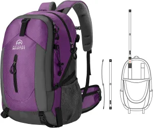OutdoorMaster 50L Hiking Backpack with High Strength Aluminum Support, Lightweight Travel Daypack with Rain Cover, Waterproof Camping Bag for Men Women -Purple
