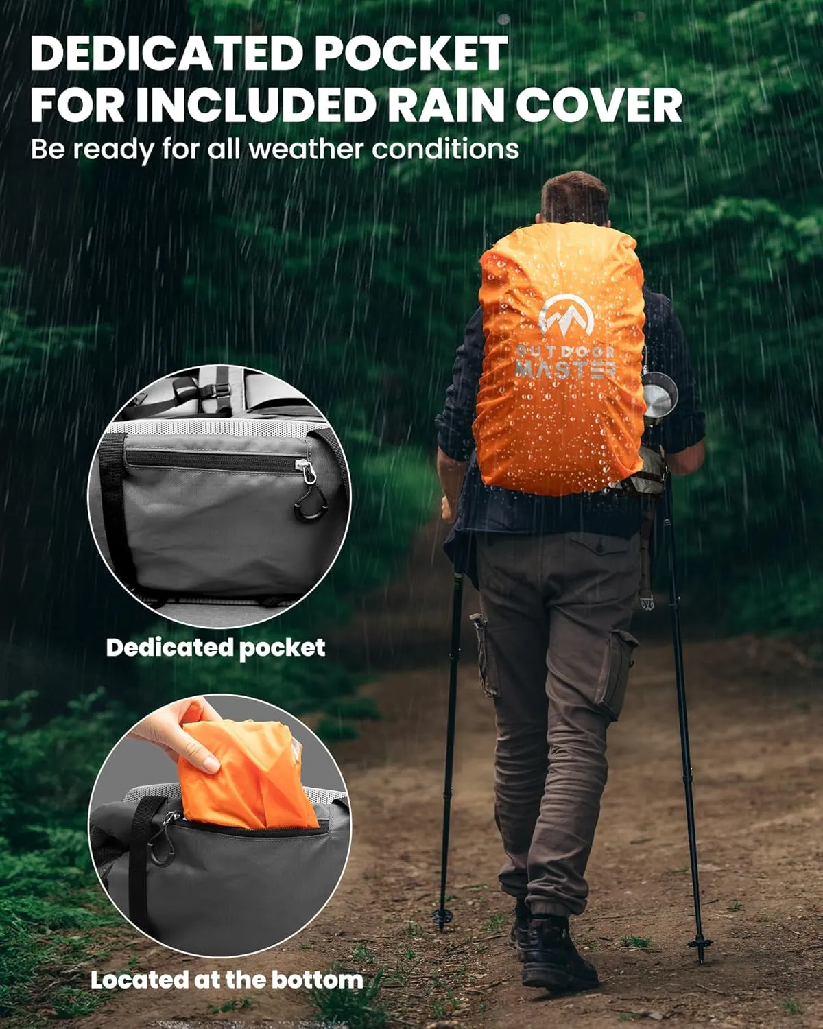 OutdoorMaster 50L Hiking Backpack with High Strength Aluminum Support, Lightweight Travel Daypack with Rain Cover, Waterproof Camping Bag for Men Women -Purple