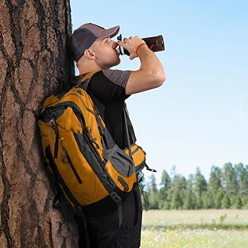 Outdoormaster Hiking Backpack 50L Weekend Pack W Waterproof Rain Cover & Laptop Compartt For Camping Travel Hiking Orangegrey