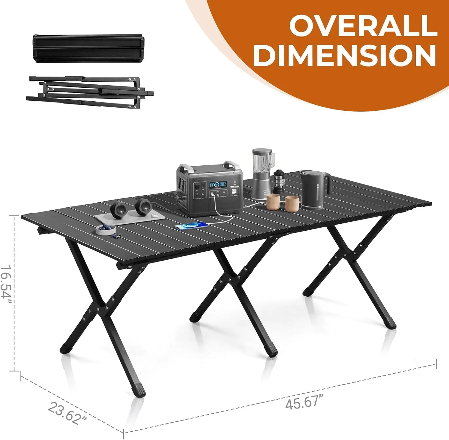 Outvita Beach Picnic Table, Lightweight Roll Up Low Camping Table, Portable Folding Table with Carrying Bag for Outdoor, BBQ, Sand, Picnic, Party, Patio 46 Inches