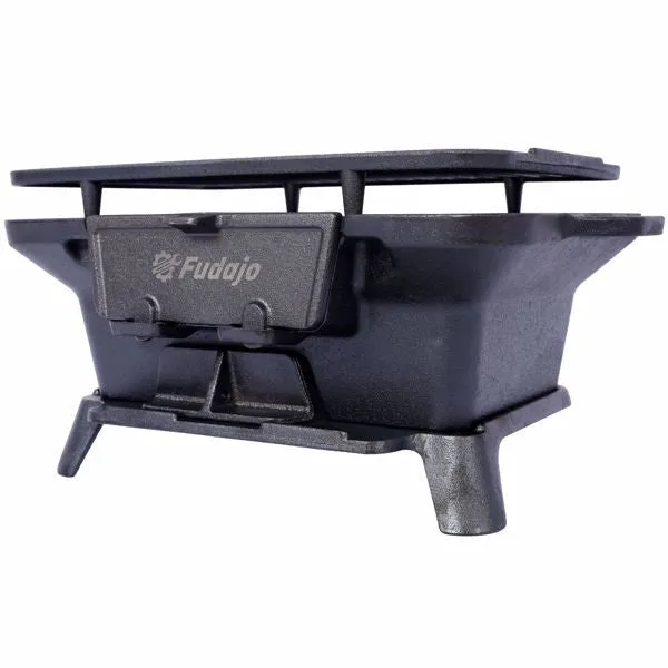 Oval Cast Iron Grill, Portable Charcoal Grill and Tabletop Cast Iron Skillet
