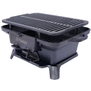 Oval Cast Iron Grill, Portable Charcoal Grill and Tabletop Cast Iron Skillet