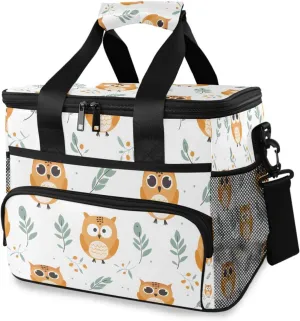 Owl Cartoon Forest Animal Cooler Bag Insulated Cooler Soft Sided Cooler 24 Can Portable Picnic Bag Large Leakproof Lunch Bag Box for Beach Grocery Camping Travel Car Men Women