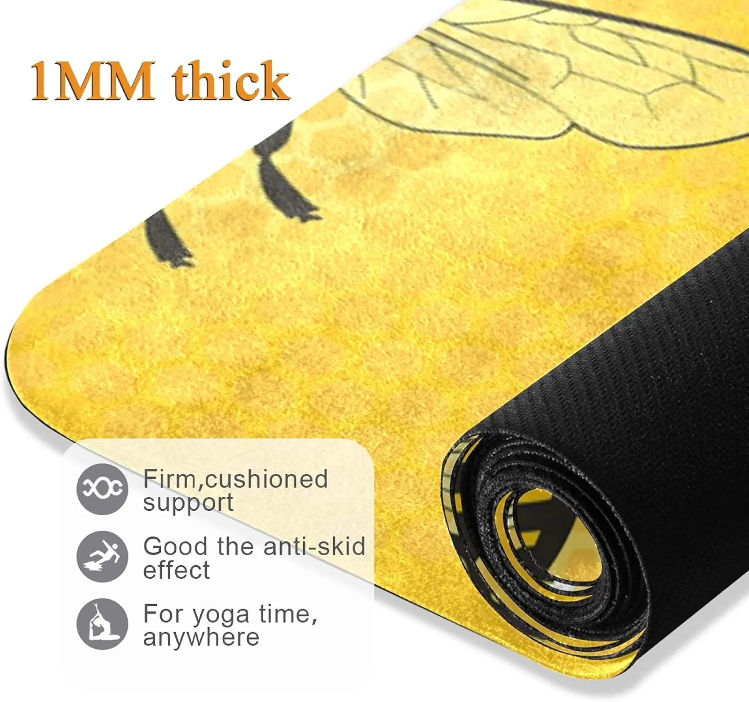Oyihfvs 1mm Thick Non Slip Rubber Yoga Mat, Fitness Safe Exercise Mat with Bag, Durable Folding Workout Mat for Pilates and Floor Exercises