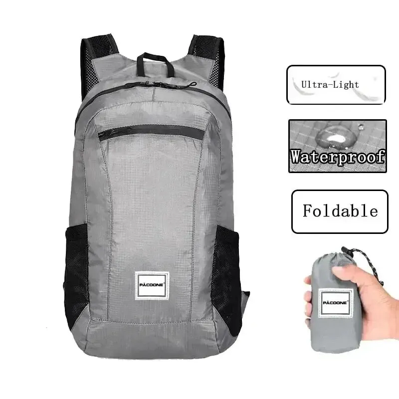 PACOONE 20L Lightweight Foldable Hiking Backpack Waterproof for Travel and Outdoor Use