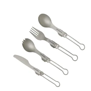 PACOONE Ultralight Titanium Spork – Folding Camping Spoon & Fork for Hiking & Travel