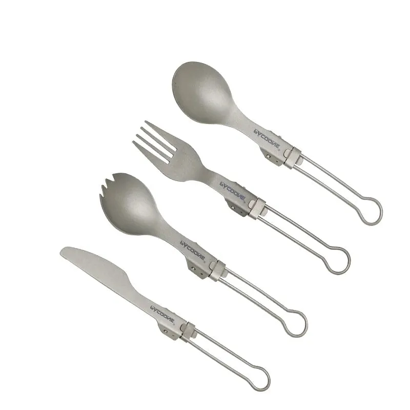PACOONE Ultralight Titanium Spork – Folding Camping Spoon & Fork for Hiking & Travel