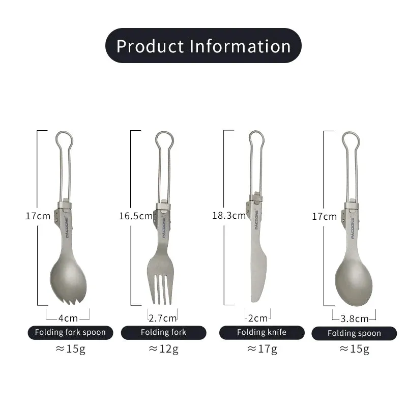 PACOONE Ultralight Titanium Spork – Folding Camping Spoon & Fork for Hiking & Travel
