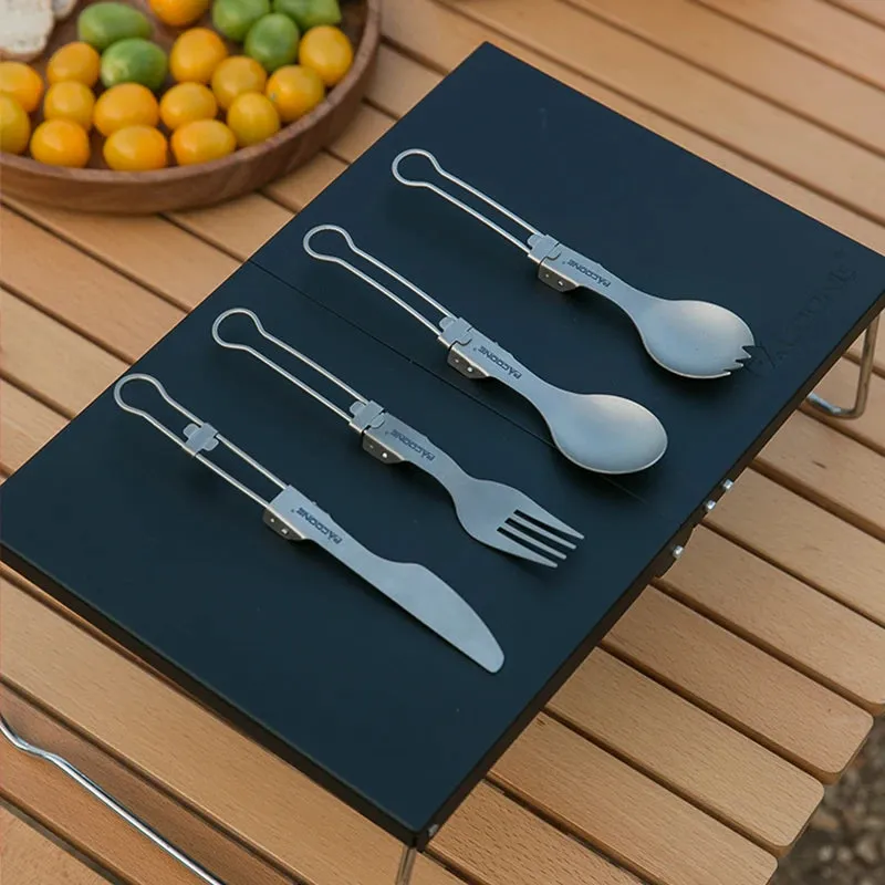 PACOONE Ultralight Titanium Spork – Folding Camping Spoon & Fork for Hiking & Travel