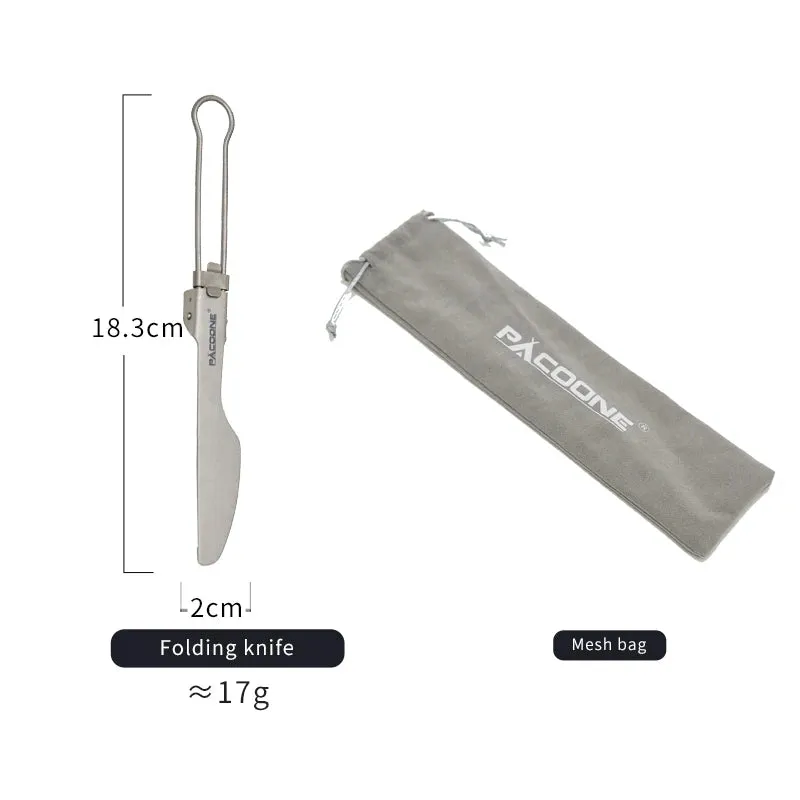 PACOONE Ultralight Titanium Spork – Folding Camping Spoon & Fork for Hiking & Travel