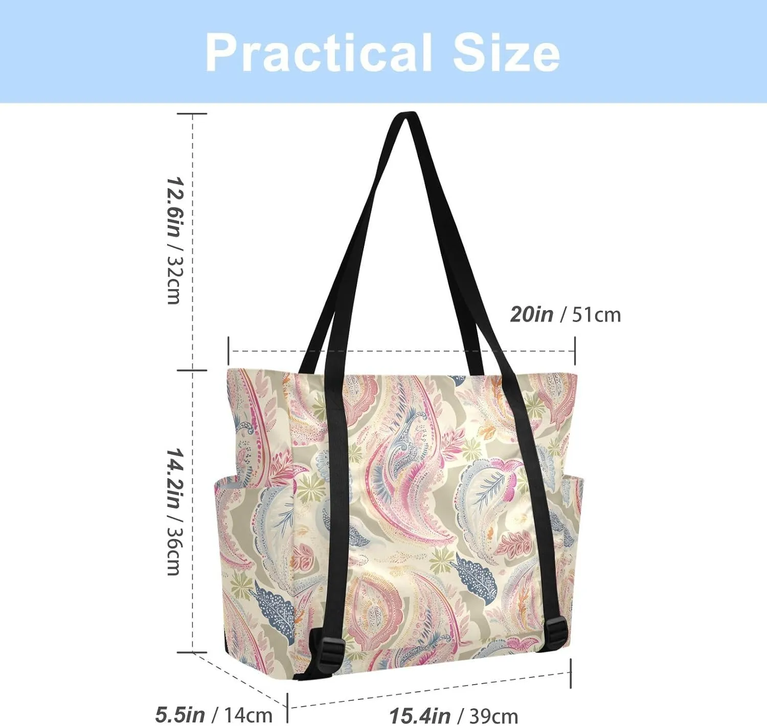 Paisley Yoga Bag for Mat Carrier with Large Pockets Women Men Adjustable Gym Tote Fits Most Size Yoga Mats Bag for Pilates Office Workout Exercise Travel
