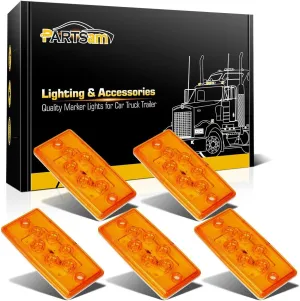 Partsam Truck Cab Light 6LED Amber Top Roof Running Cab Marker Light 5pcs Waterproof Compatible with Freightliner Heavy Duty Trailer Trucks