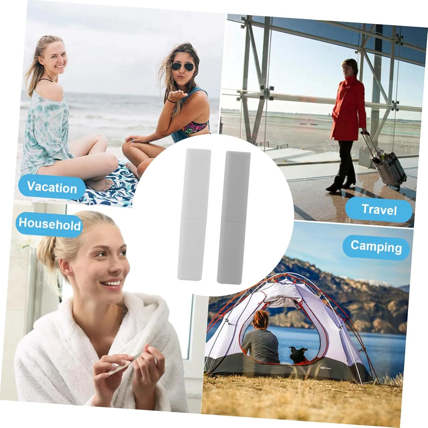 PartyKindom 3sets Pp Plastic Portable Toothbrush Box Travel Case Holes for Ventilation Dryness 2pcs*3