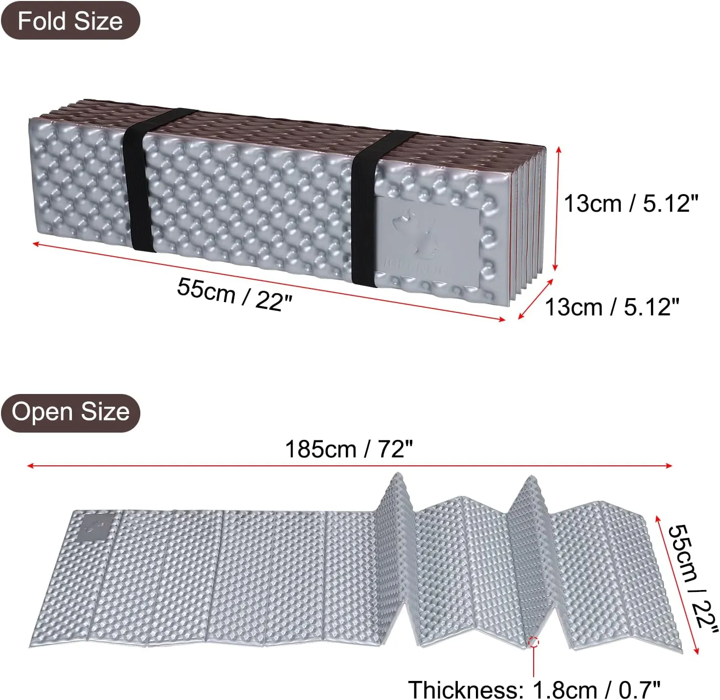 PATIKIL Closed Cell Foam Sleeping Pad Insulated R-Value 2.1 Foldable Sleeping Pad Lightweight Sleeping Mat for Camping Backpacking Hiking Outdoor