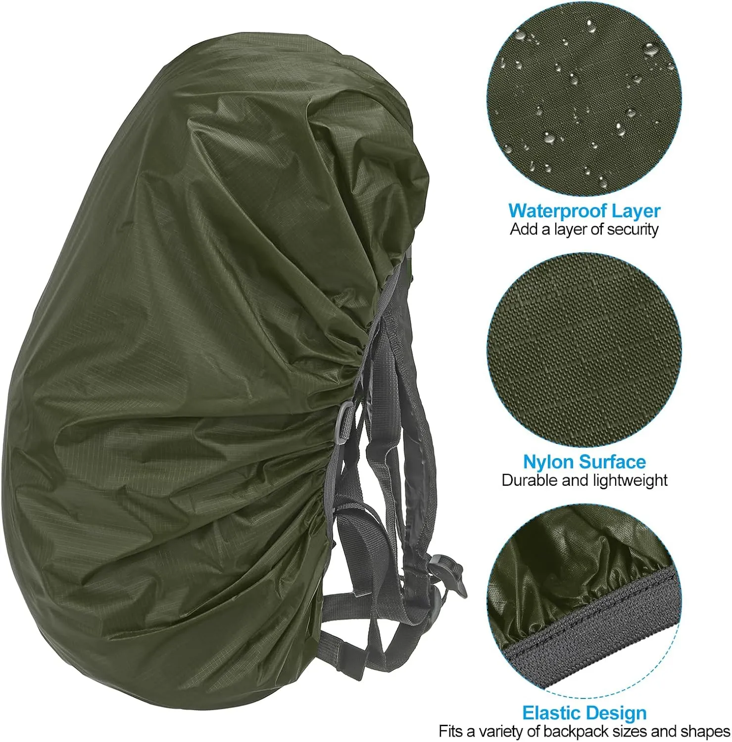 PATIKIL Waterproof Backpack Rain Cover, Backpack Covers with Anti-Slip Cross Buckle Straps & Drawstring Bag for Hiking Camping
