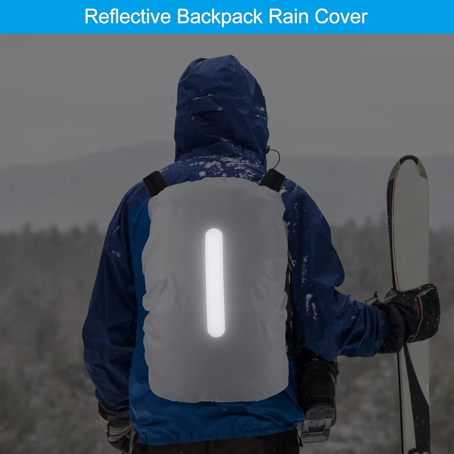 PATIKIL Waterproof Backpack Rain Cover, Non-Slip Backpack Cover with Vertical Reflective Strap Stay Dry for Hiking, Camping
