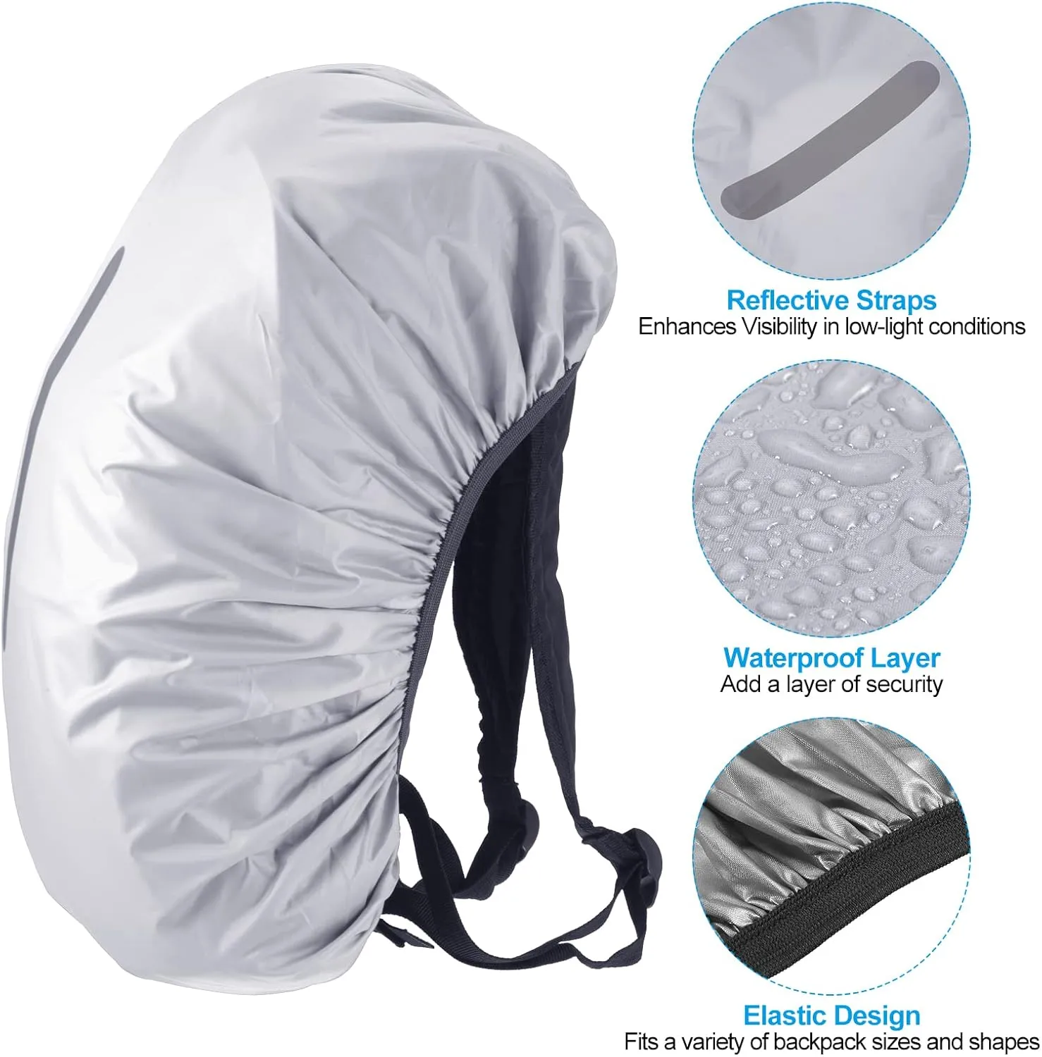 PATIKIL Waterproof Backpack Rain Cover, Non-Slip Backpack Cover with Vertical Reflective Strap Stay Dry for Hiking, Camping