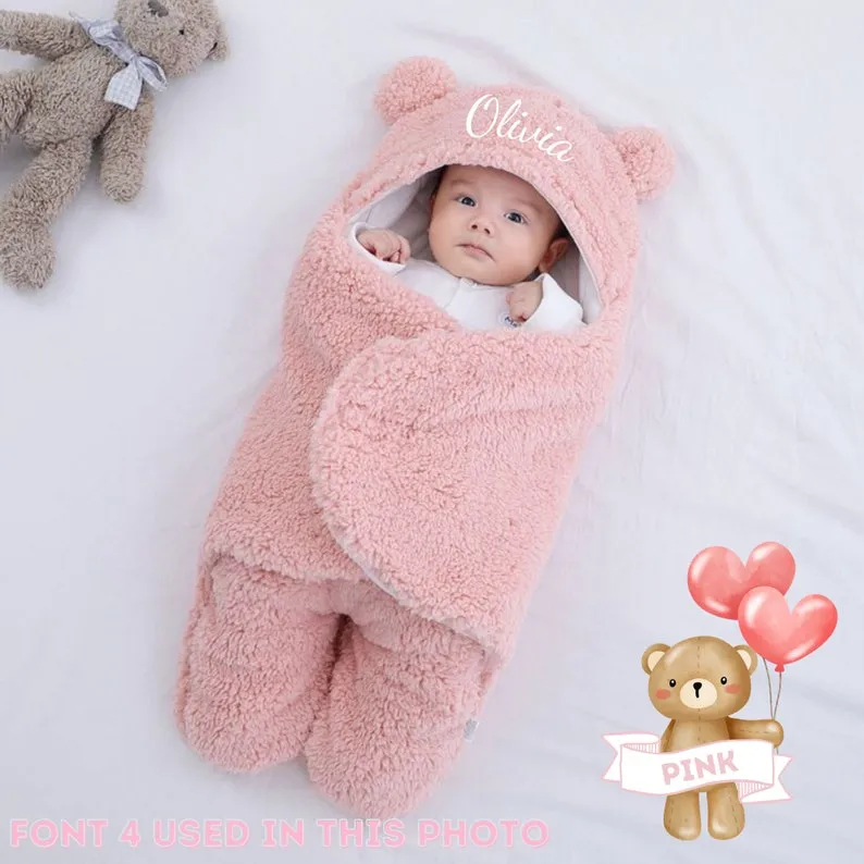 Personalised Baby Sleeping Blanket | 0 to 12 mths | Mother to be | Soft Bear Baby Blanket | Newborn Gift | Baby Shower | Baby Boy - Girl