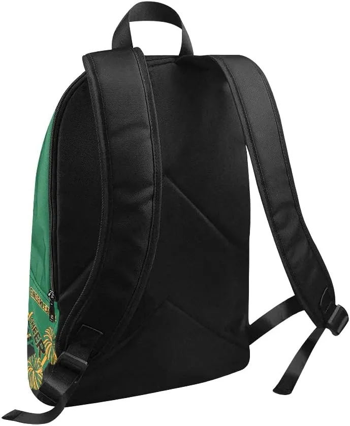 Personalized Cheerleader Green Gold & Black Backpack with Name Custom Travel Daypack Bag for Man Woman Gifts