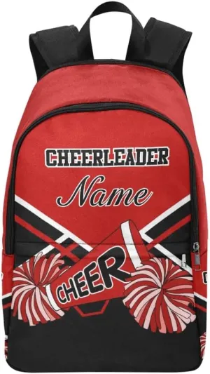Personalized Cheerleader Red Black & White Backpack with Name Custom Travel Daypack Bag for Man Woman Gifts