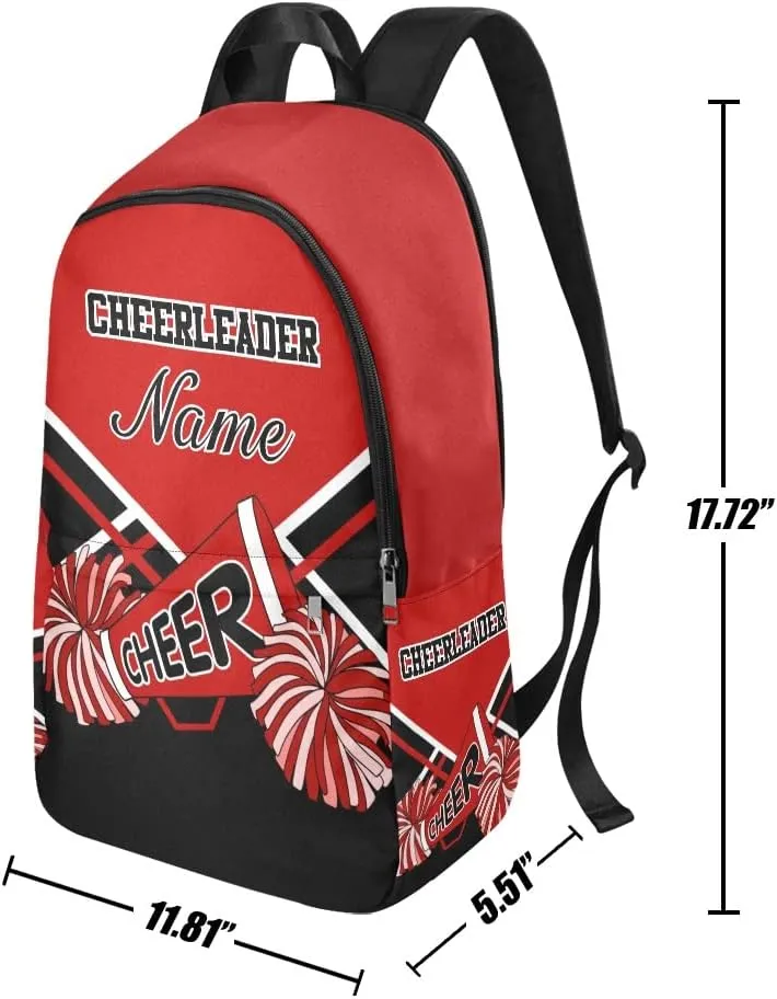 Personalized Cheerleader Red Black & White Backpack with Name Custom Travel Daypack Bag for Man Woman Gifts