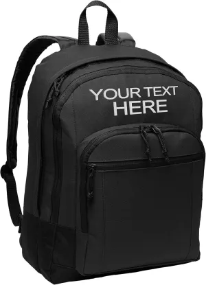 Personalized Customized Basic Classic Black College Backpacks - Add Your Embroidered Name